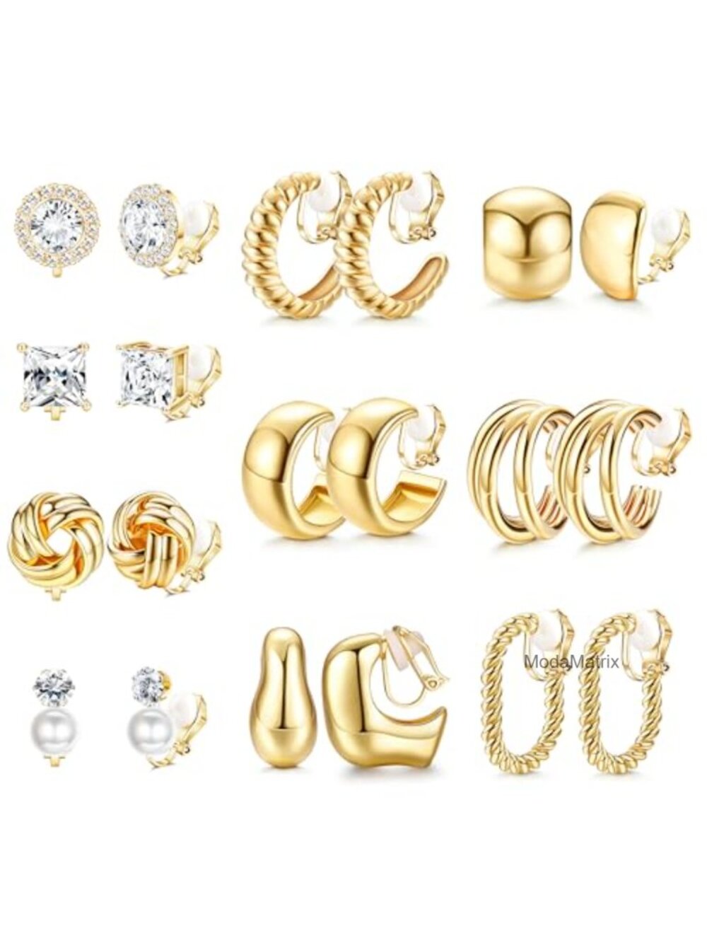 Clip On Earrings for Women Non Pierced Earrings Set Hypoallergenic 14K Gold